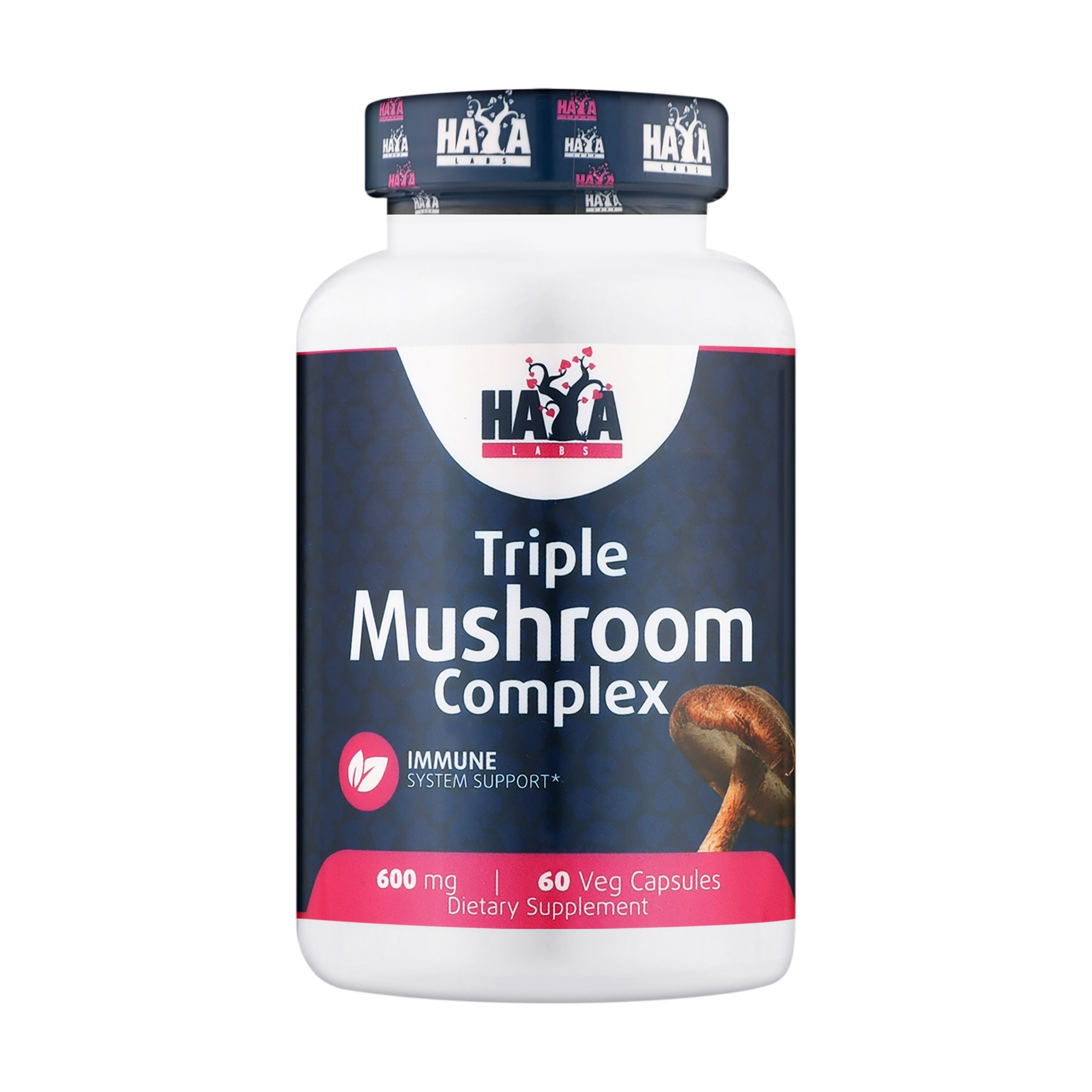 Грибний комплекс Haya Labs Triple Mushroom Complex 600 мг, 60 вегетаріанських капсул
